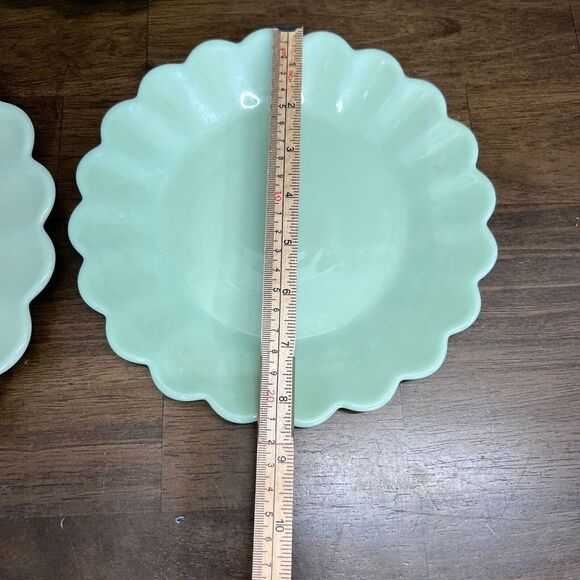 Pioneer Woman Timeless Beauty Jadeite Scalloped 10" 9" 8.5" Plate Bowl Set 4 pcs - Picture 4 of 10
